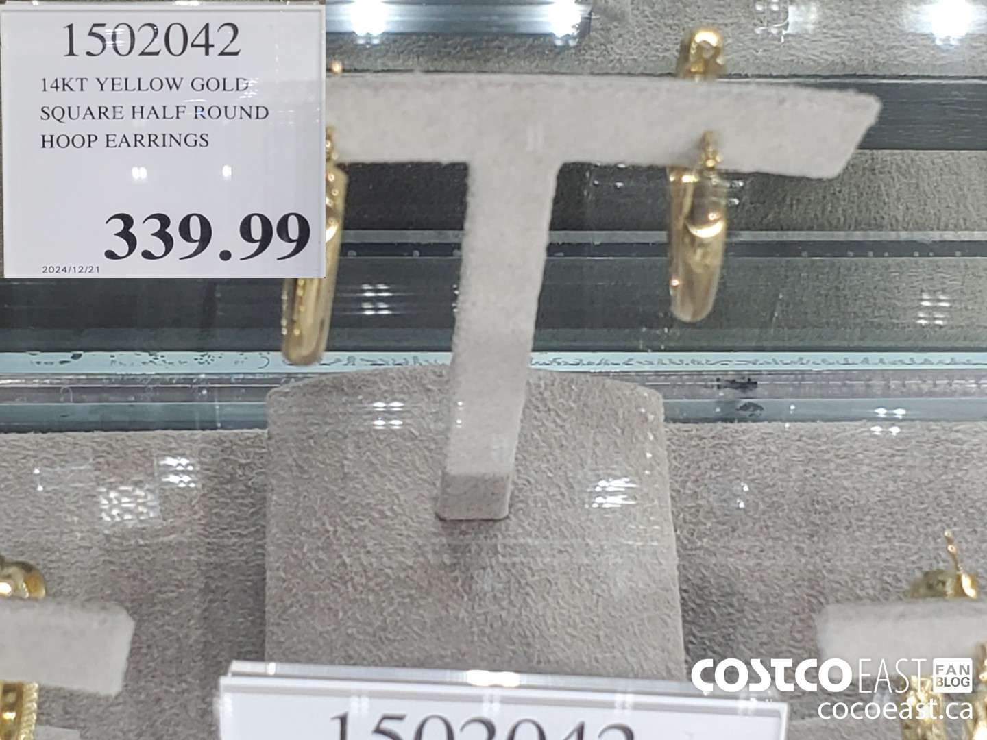 1502042 14KT YELLOW GOLD SQUARE HALF ROUND HOOP EARRINGS $339.99