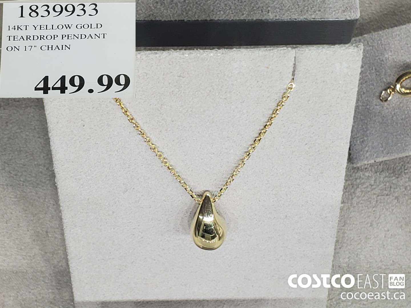1839933 14KT YELLOW GOLD TEARDROP PENDANT ON 17
