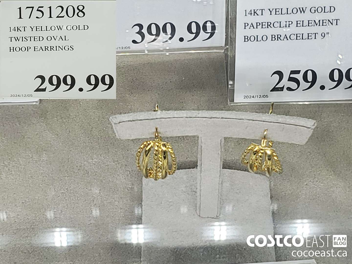 1751208 14KT YELLOW GOLD TWISTED OVAL HOOP EARRINGS  $299.99