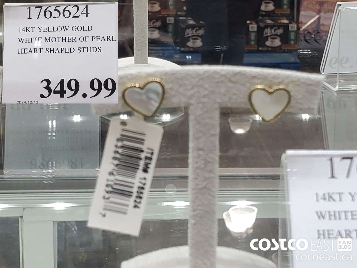 1765624 14KT YELLOW GOLD WHITE MOTHER OF PEARL HEART SHAPED STUDS $349.99