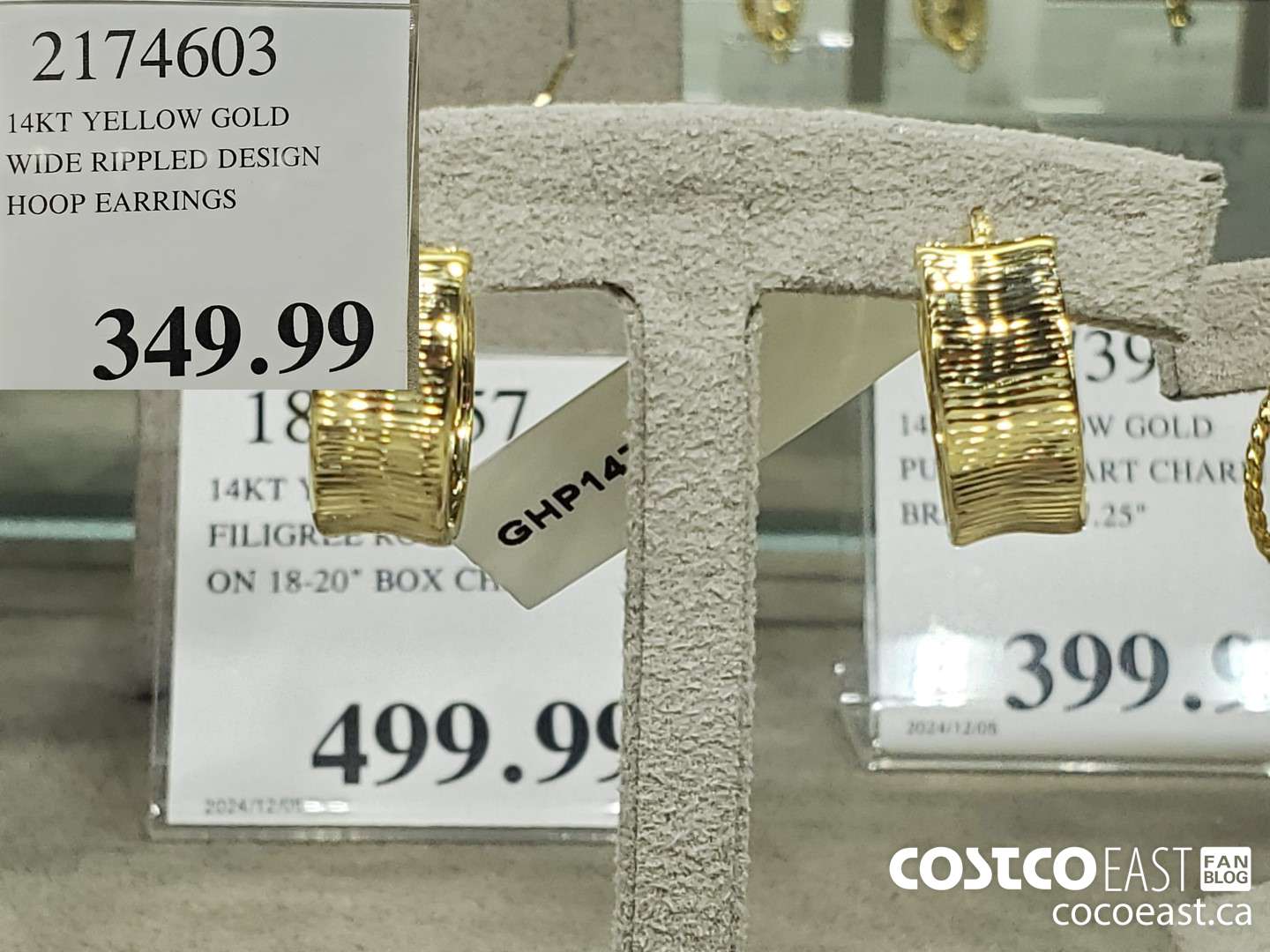 2174603 14KT YELLOW GOLD WIDE RIPPLED DESIGN HOOP EARRINGS  $349.99