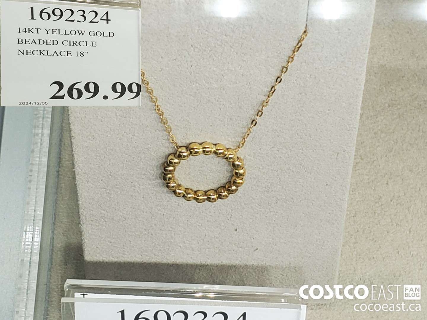 1692324 14KT YELLOW GOLp BEADED CIRCLE NECKLACE 18