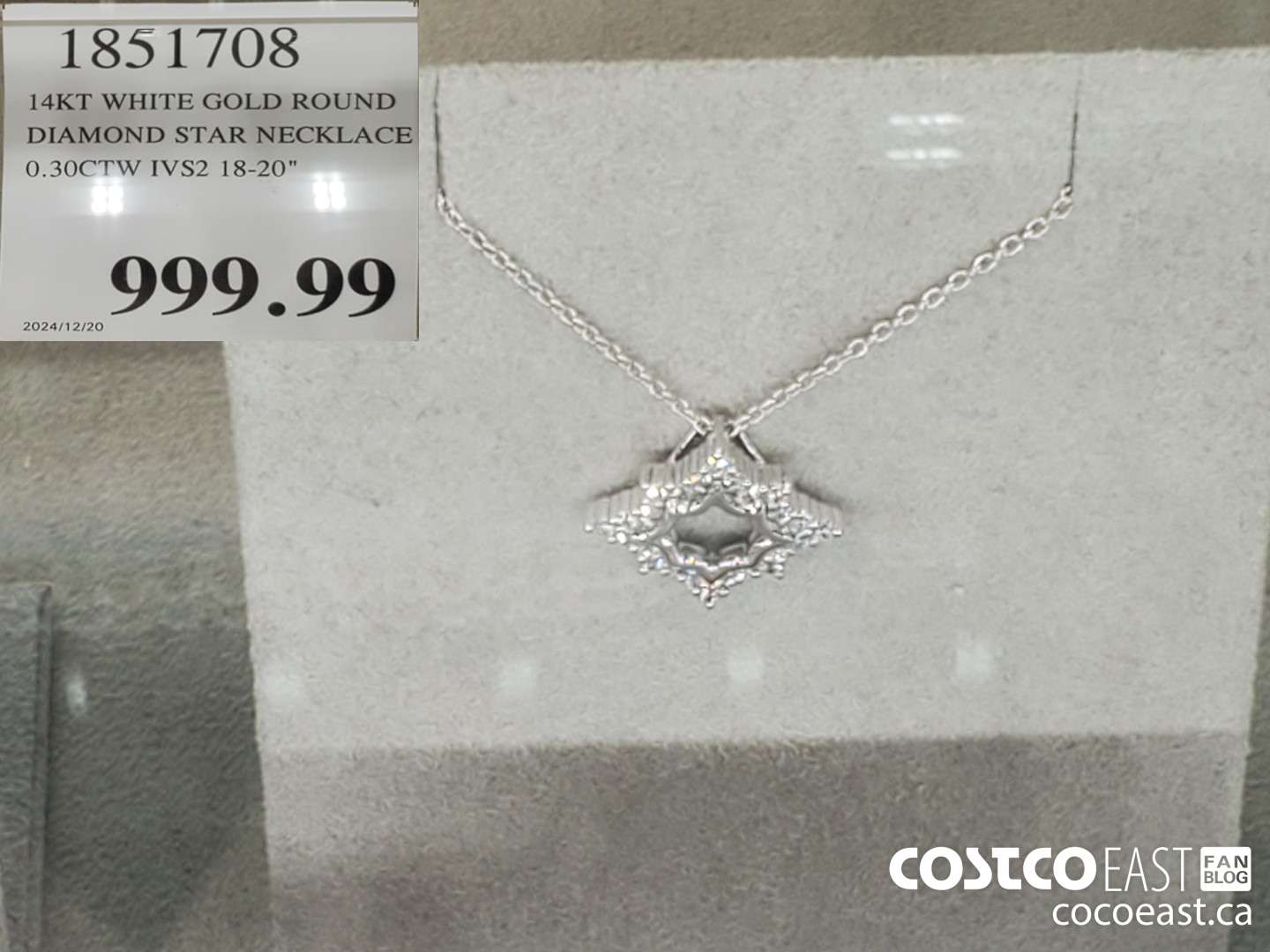 1851708 14 KT WHITE GOLD ROUND DIAMOND STAR NECKLACE 0.30CTW IVS2 18-20