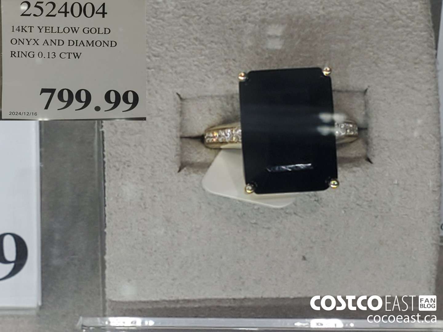 2524004 14 KT YELLOW GOLD ONYX AND DIAMOND RING 0.13 CTW  $799.99