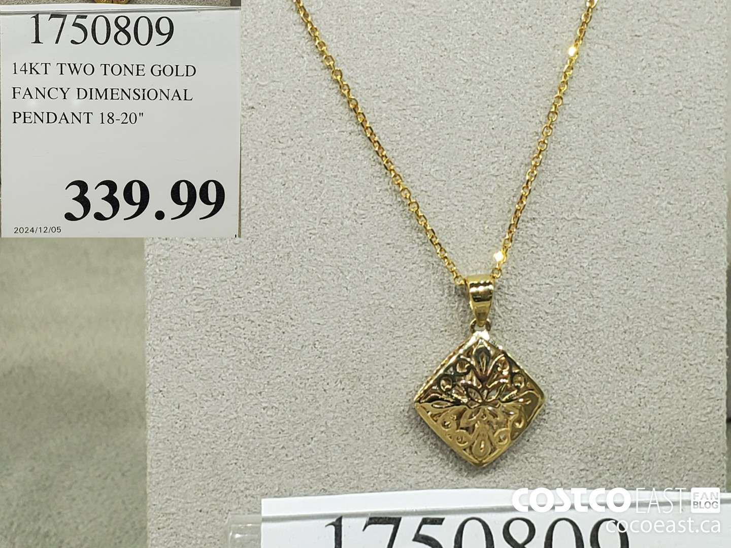1750809 1l4KT TWO TONE GOLD FANCY DIMENSIONAL PENDANT 18-20