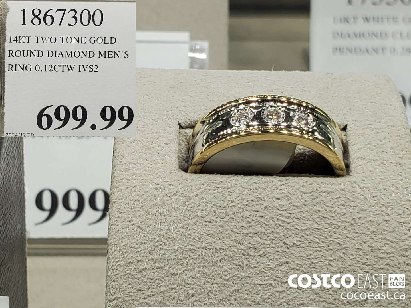 1867300 4KT TWO TONE GOLD ROUND DIAMOND MEN'S RING 0.12CTW 1VS2  $699.99