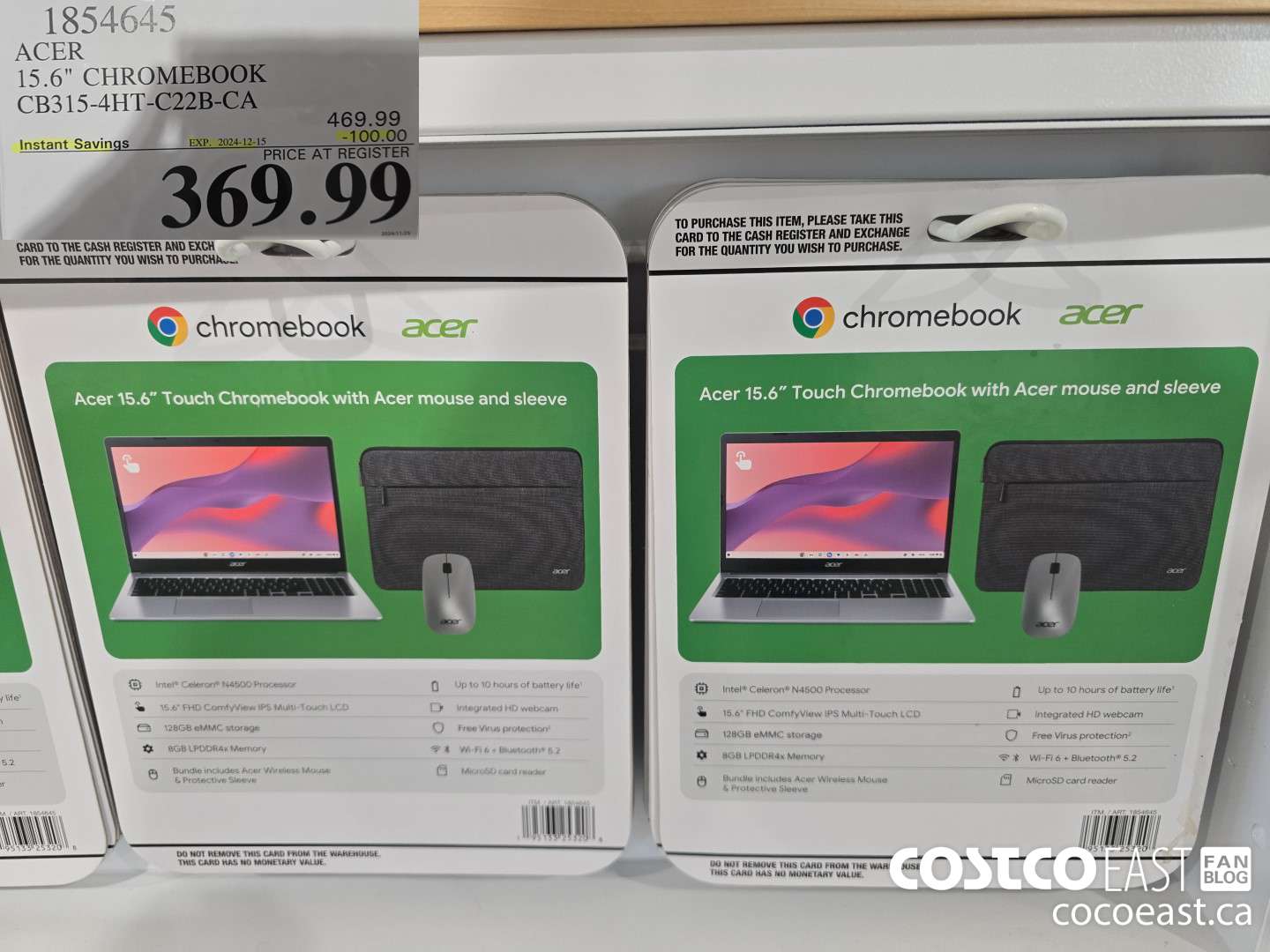 1854645 ACER 15.6 IN CHROMEBOOK CB315-4HT-C22B-CA ($100.00 INSTANT SAVINGS EXPIRES ON 2024-12-15) $369.99