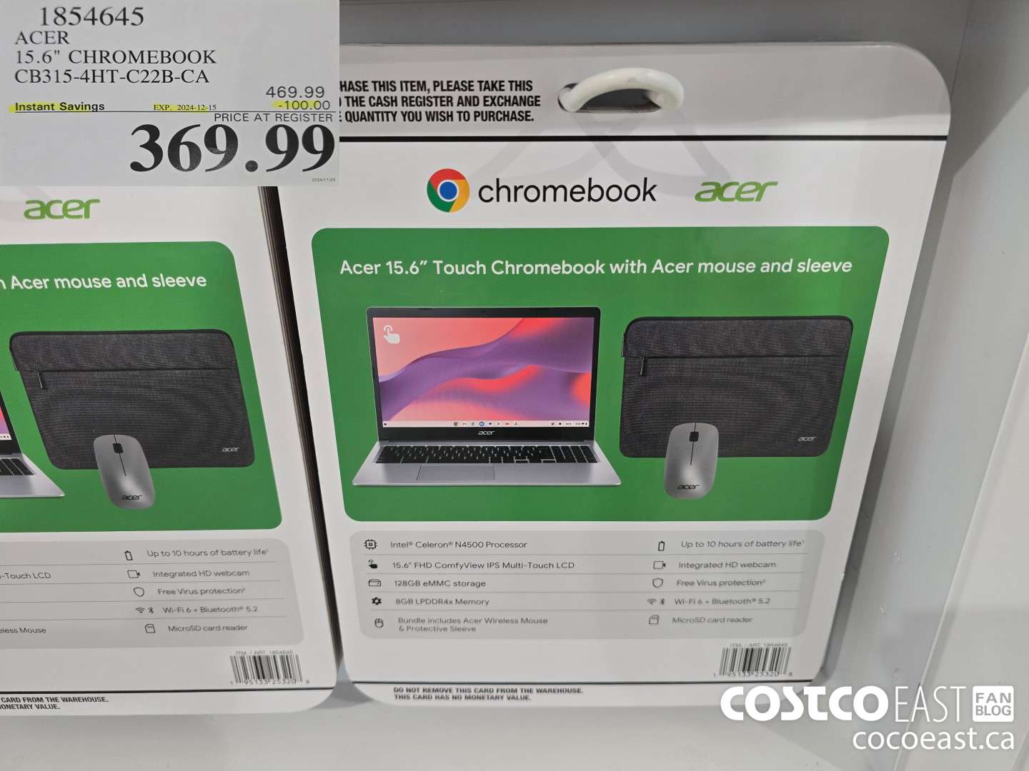 1854645 ACER 15.6 IN CHROMEBOOK CB315-4HT-C22B-CA ($100.00 INSTANT SAVINGS EXPIRES ON 2024-12-15) $369.99