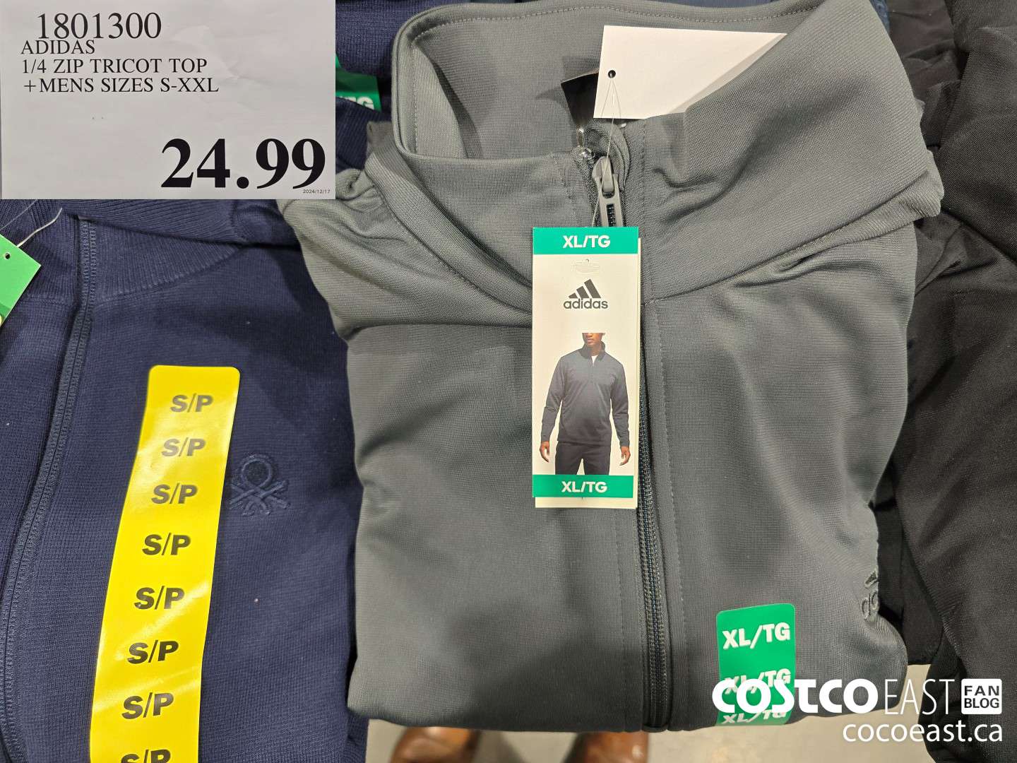 1801300 ADIDAS 1/4 ZIP TRICOT TOP + MENS SIZES S-XXL $24.99