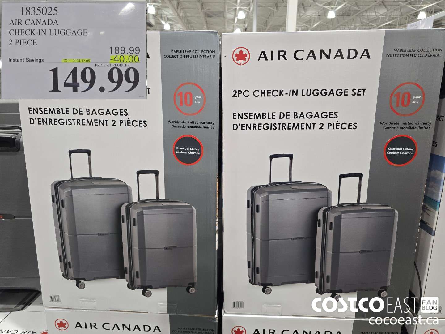 1835025 AIR CANADA CHECK-IN LUGGAGE 2 PIECE ($40.00 INSTANT SAVINGS EXPIRES ON 2024-12-08) $149.99