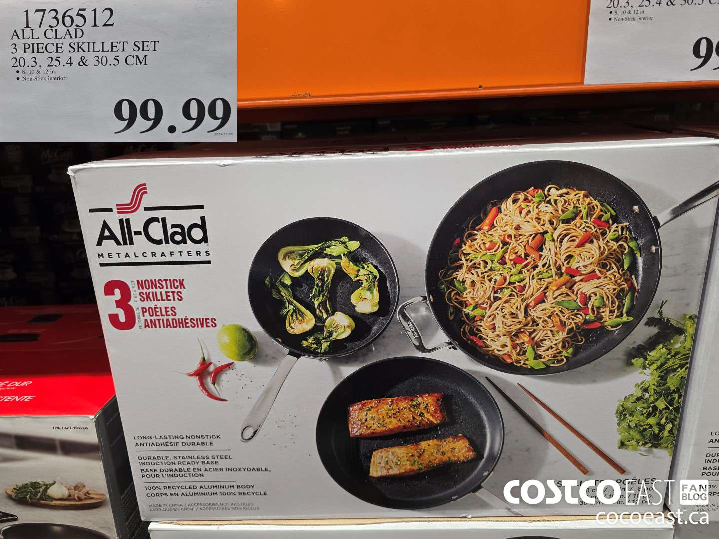 1736512 ALL CLAD 3 PIECE SKILLET SET 20., 25.4, 30.5 CM $99.99