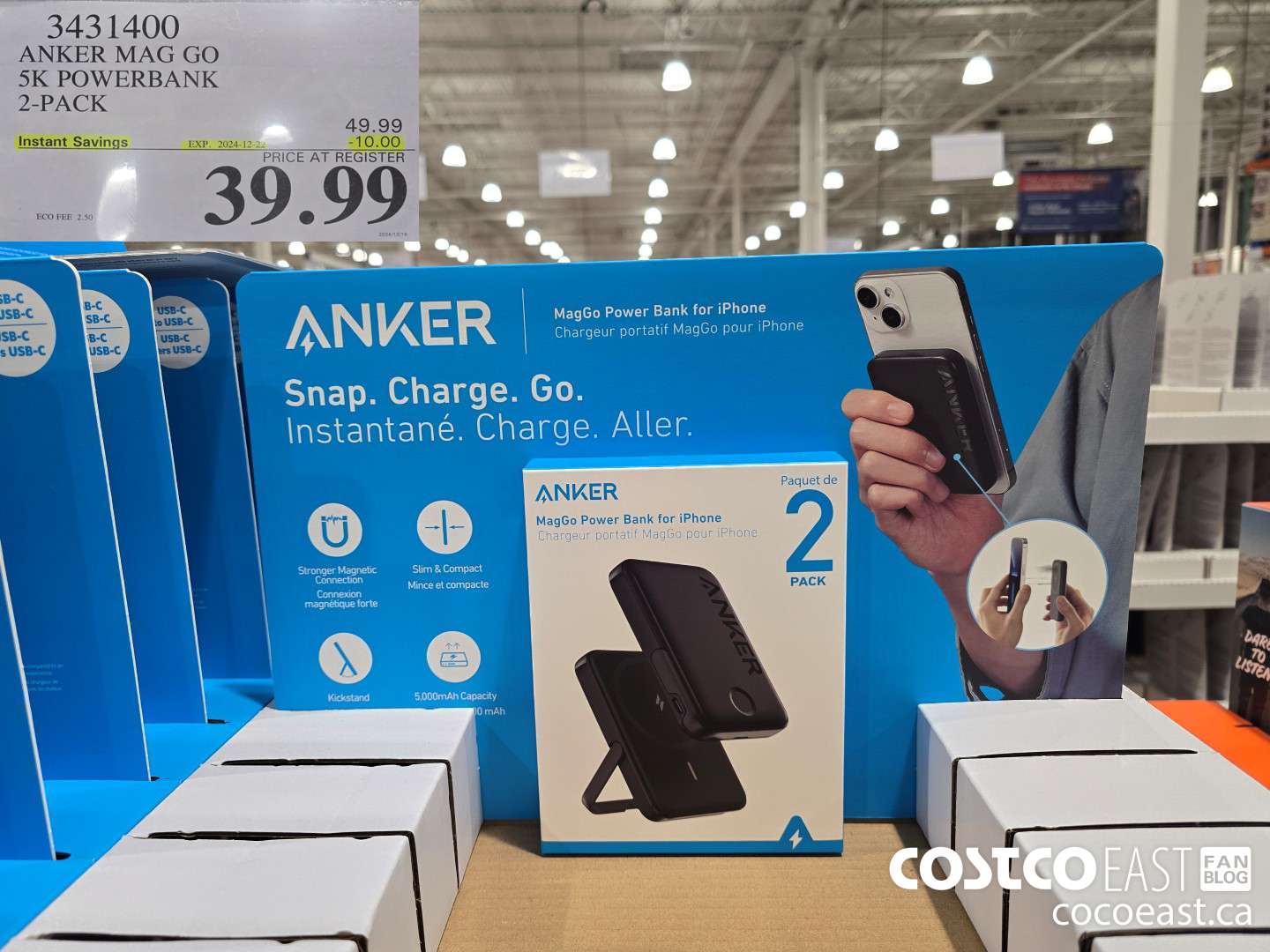 3431400 ANKER MAG GO 5K POWERBANK 2-PACK ($10.00 INSTANT SAVINGS EXPIRES ON 2024-12-22) $39.99