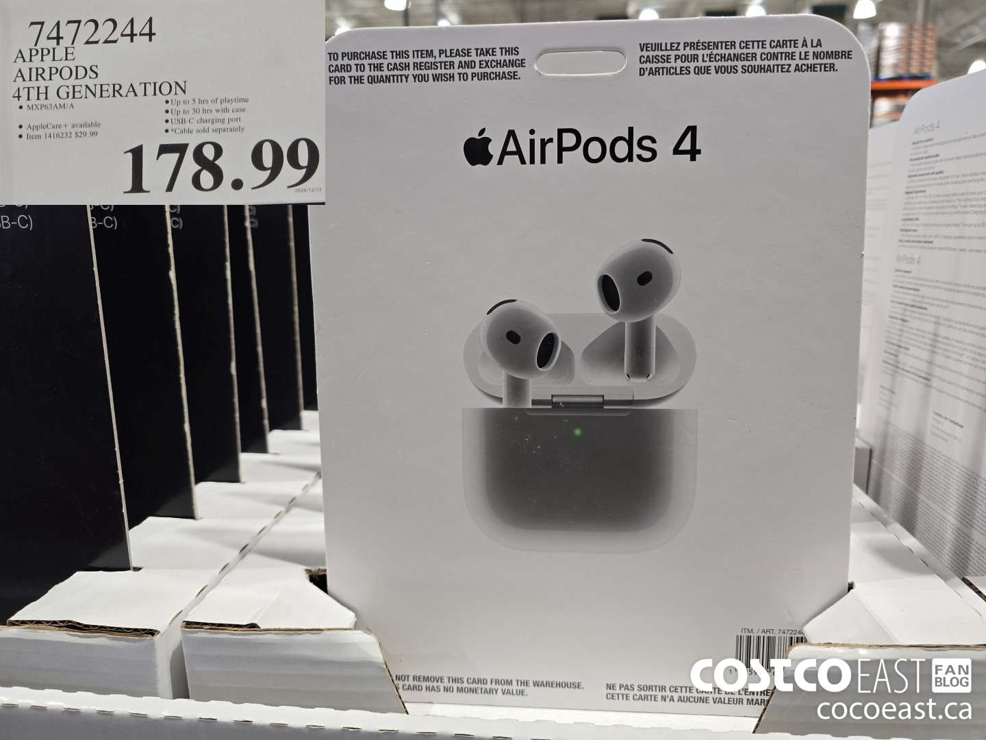 7472244 APPLE AIRPODS 4TH GENERATION $178.99