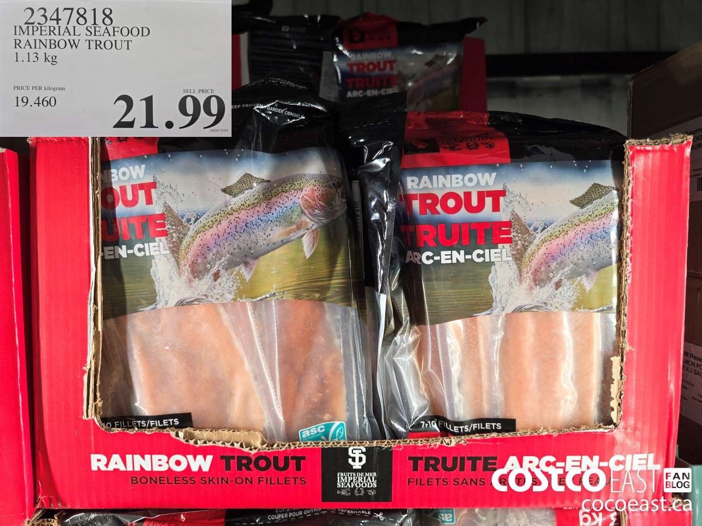 2347818 AQUA STAR RAINBOW TROUT FILLETS 1.13 KG $21.99