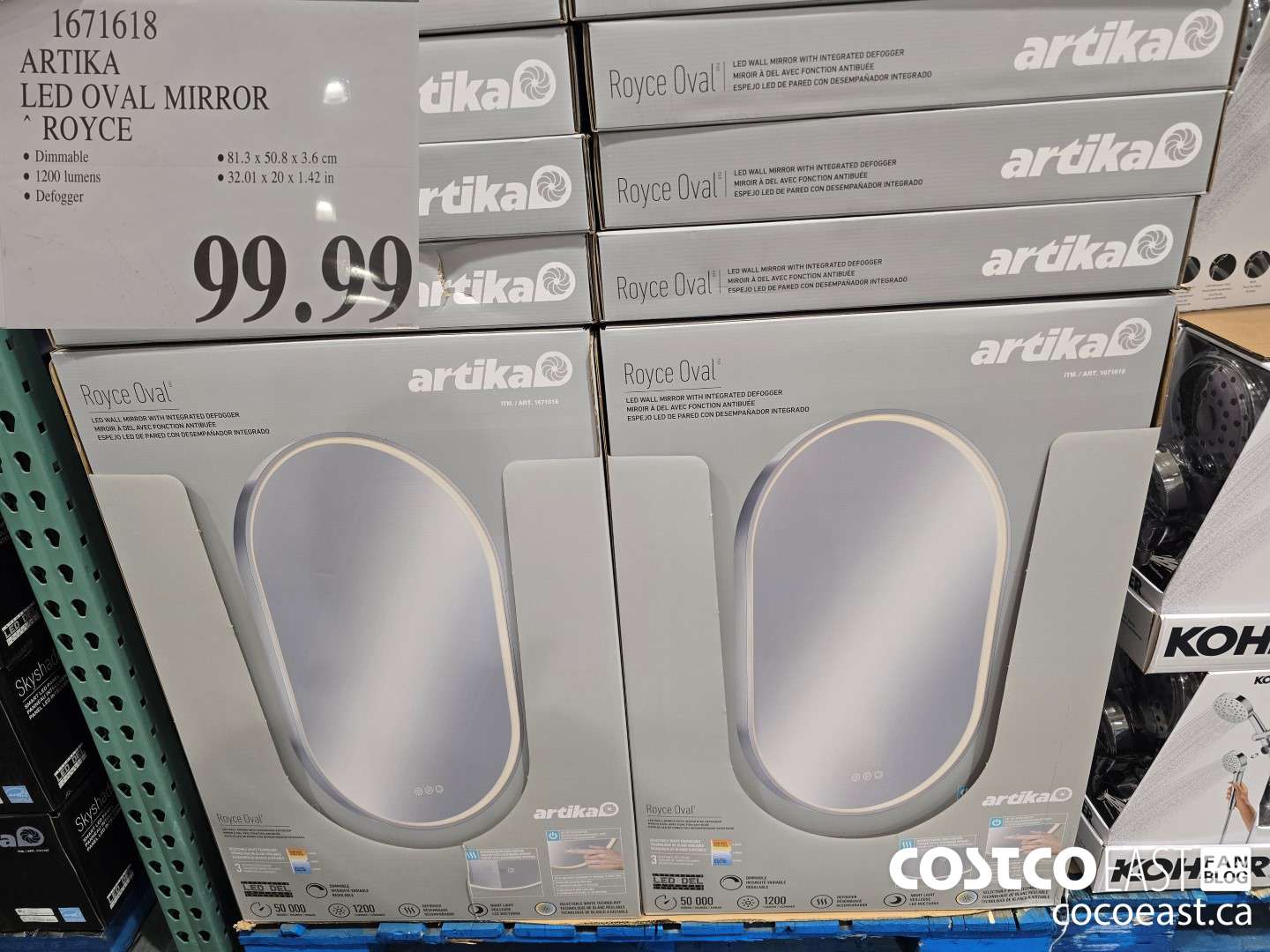 1671618 ARTIKA LED OVAL MIRROR ROYCE $99.99