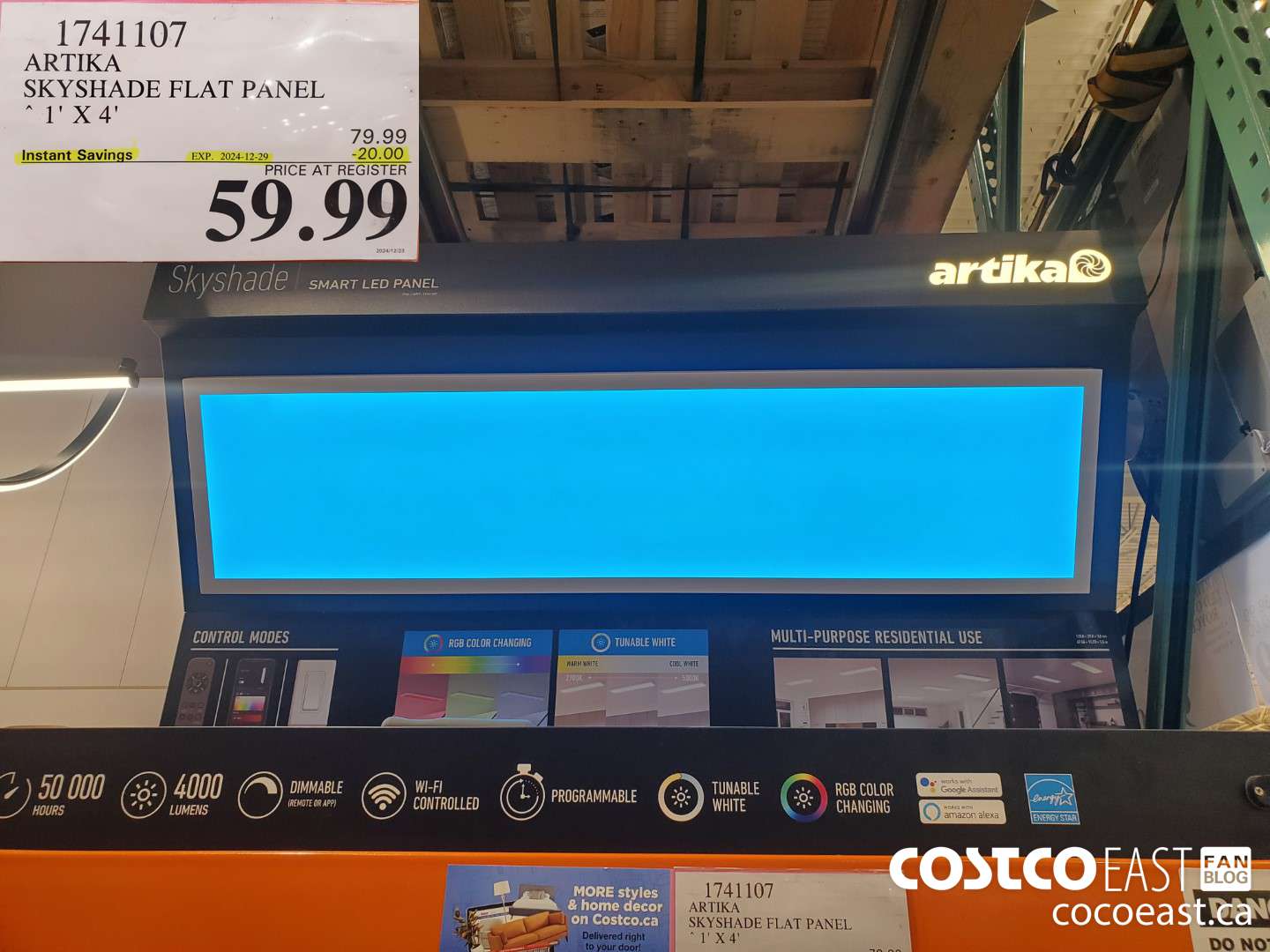 1741107 ARTIKA SKYSHADE FLAT PANEL 1' X 4' ($20.00 INSTANT SAVINGS EXPIRES ON 2024-12-29) $59.99