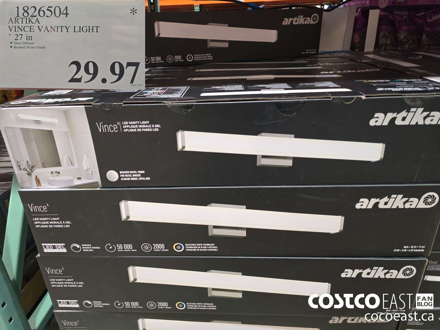 1826504 ARTIKA VINCE VANITY LIGHT 27 IN $29.97