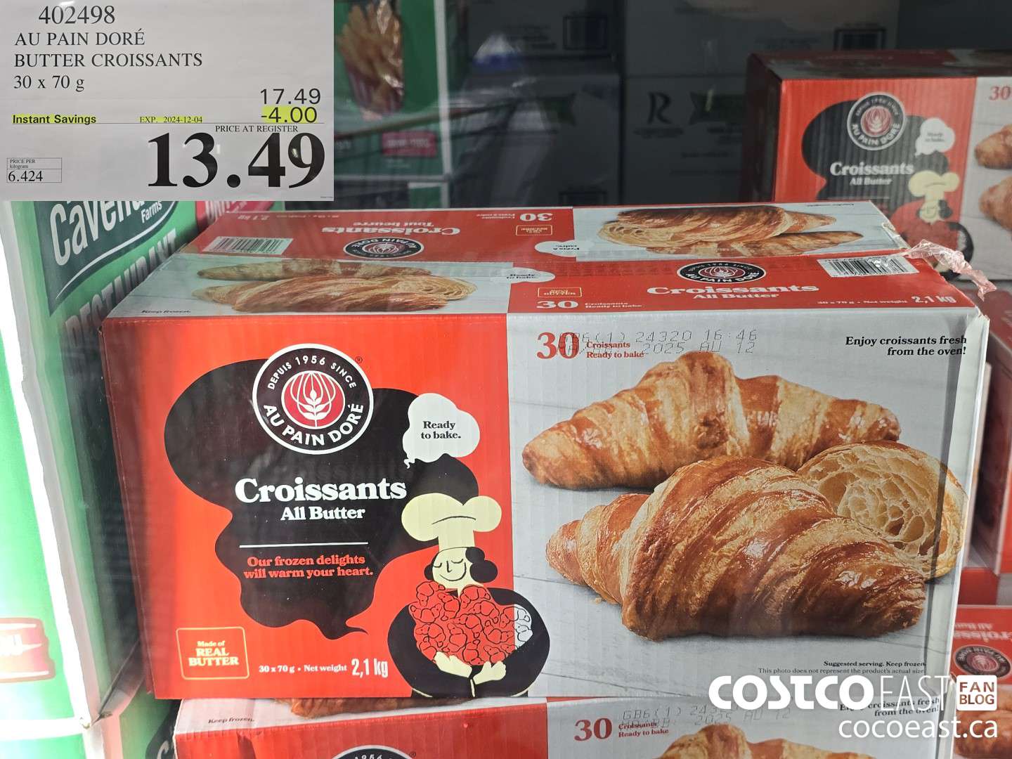 402498 AU PAIN DORE BUTTER CROISSANTS 30 X 70 G ($4.00 INSTANT SAVINGS EXPIRES ON 2024-12-04) $13.49