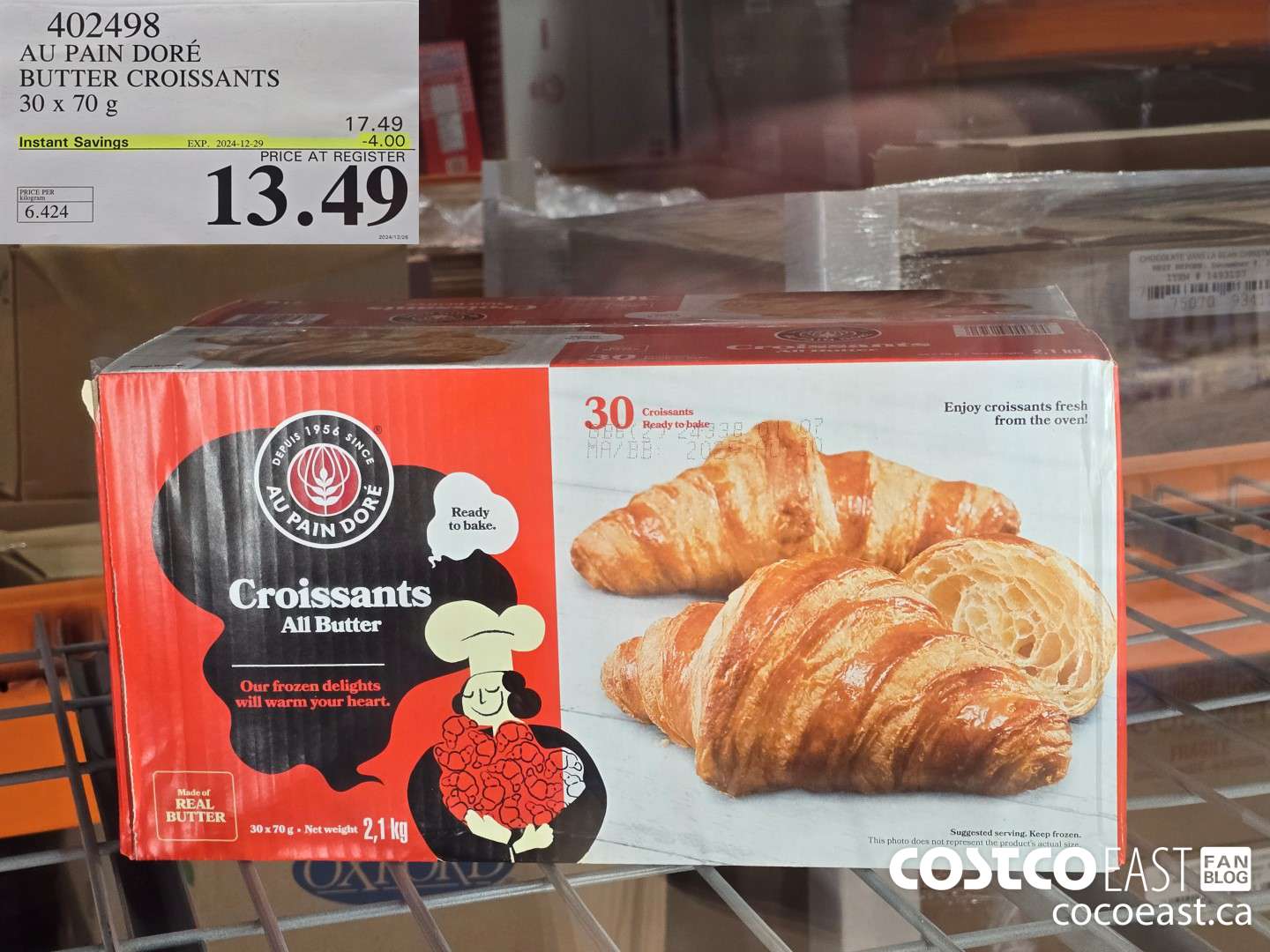 402498 AU PAIN DORE BUTTER CROISSANTS 30 X 70 G ($4.00 INSTANT SAVINGS EXPIRES ON 2024-12-29) $13.49
