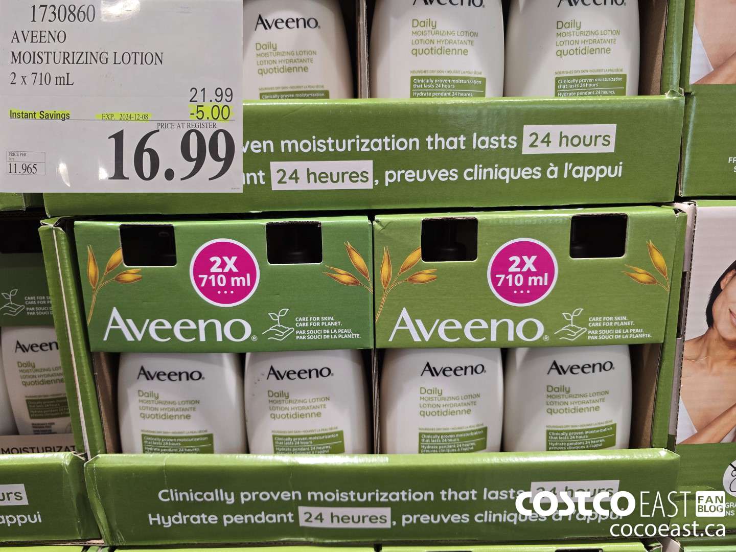 1730860 AVEENO MOISTURIZING LOTION 2 X 710 ML ($5.00 INSTANT SAVINGS EXPIRES ON 2024-12-08) $16.99