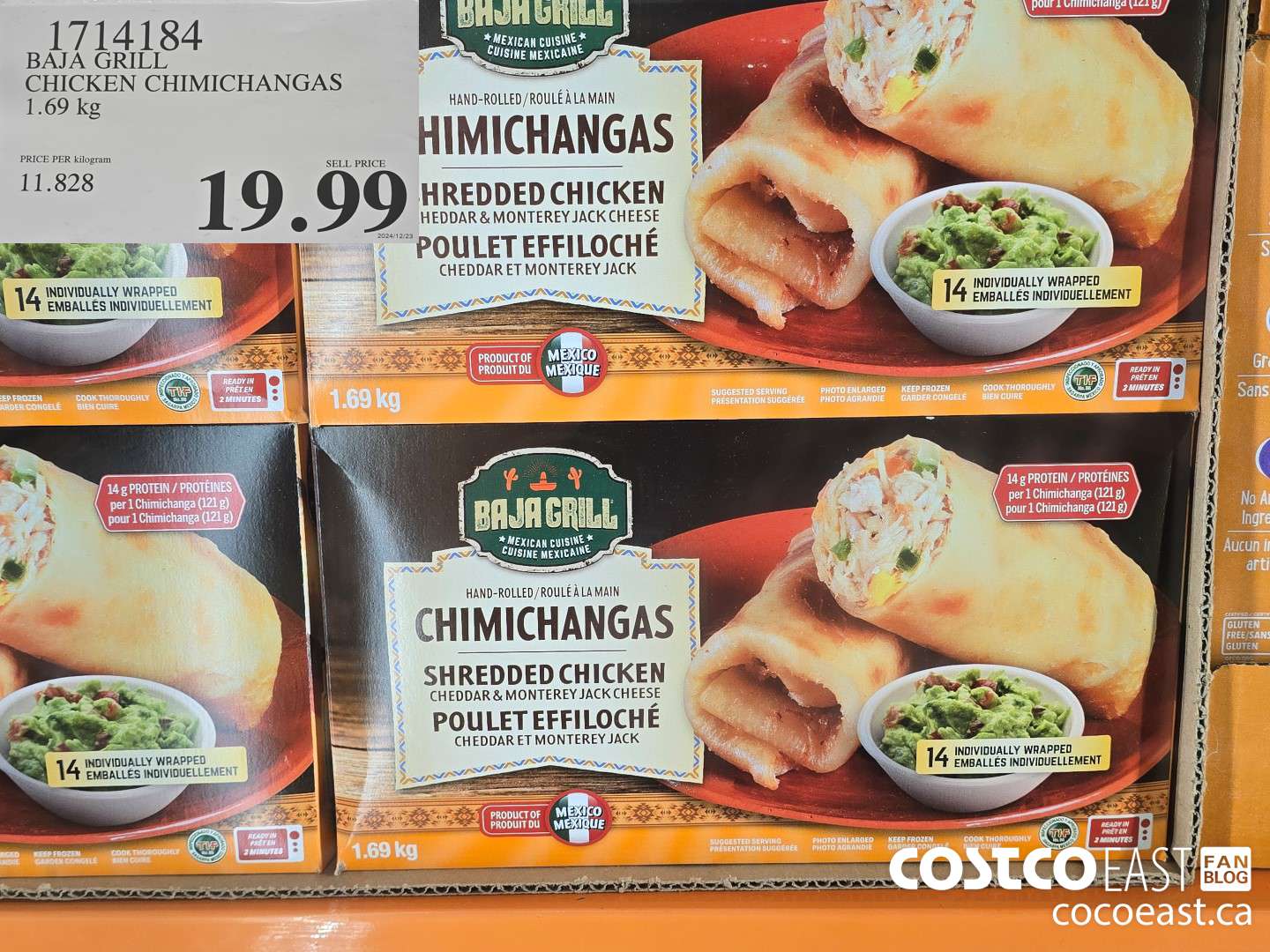 1714184 BAJA GRILL CHICKEN CHMICHANGAS 1.69 kg $19.99