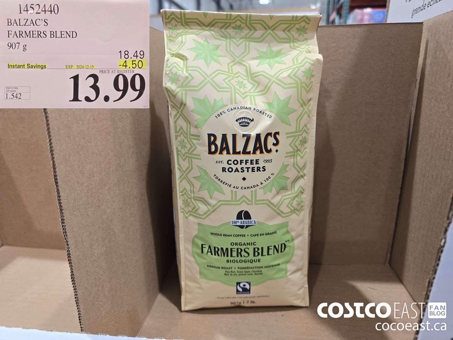 1452440 BALZAC'S FARMERS BLEND 907g ($4.50 INSTANT SAVINGS EXPIRES ON 2024-12-15) $13.99