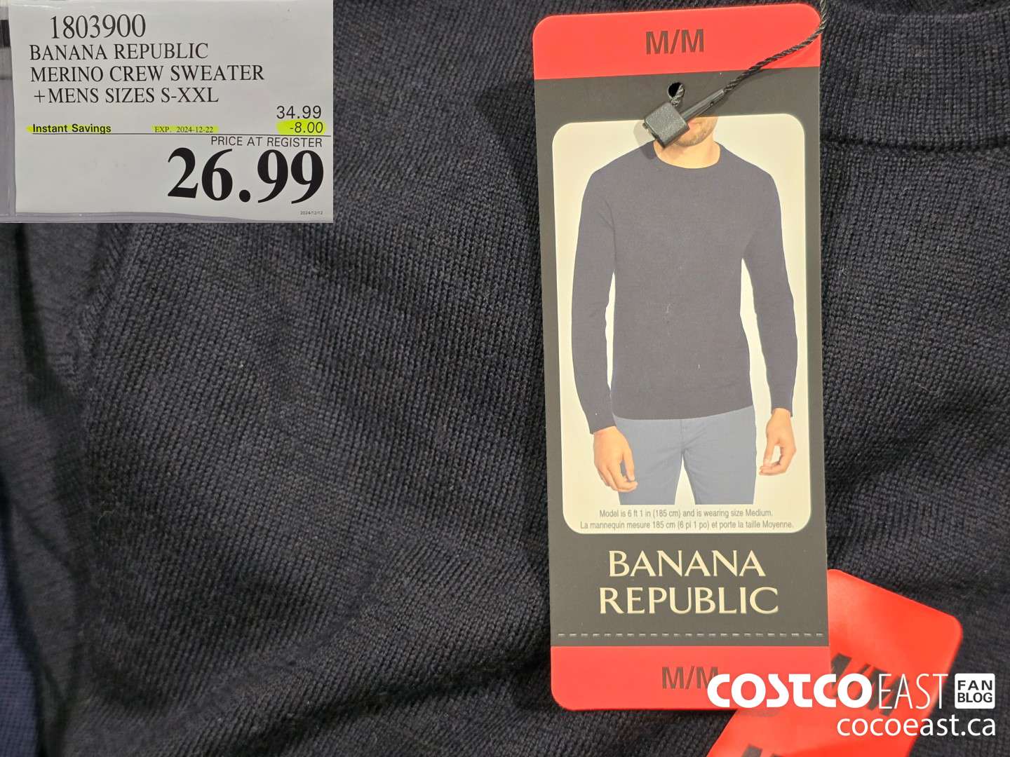 1803900 BANANA REPUBLIC MERINO CREW SWEATER +MENS SIZES S-XXL ($8.00 INSTANT SAVINGS EXPIRES ON 2024-12-22) $26.99