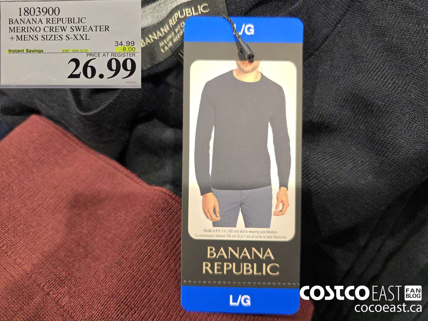 1803900 BANANA REPUBLIC MERINO CREW SWEATER +MENS SIZES S-XXL wes ($8.00 INSTANT SAVINGS EXPIRES ON 2024-12-22) $26.99