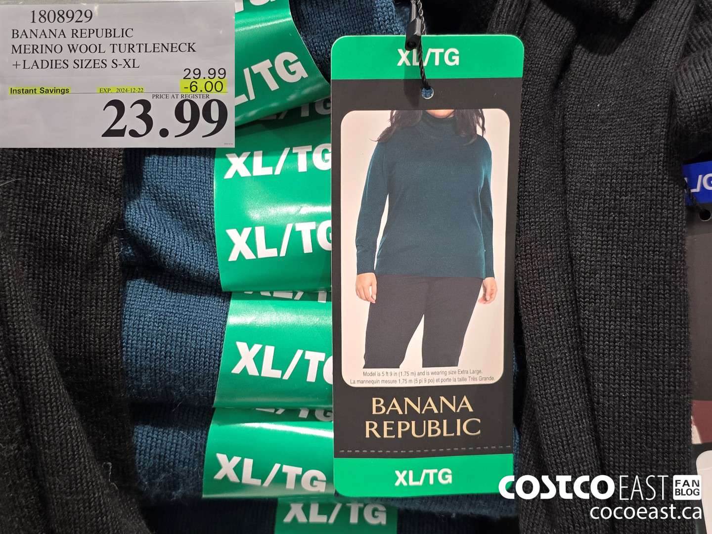 1808929 BANANA REPUBLIC MERINO WOOL TURTLENECK +LADIES SIZES S-XL ($6.00 INSTANT SAVINGS EXPIRES ON 2024-12-22) $23.99