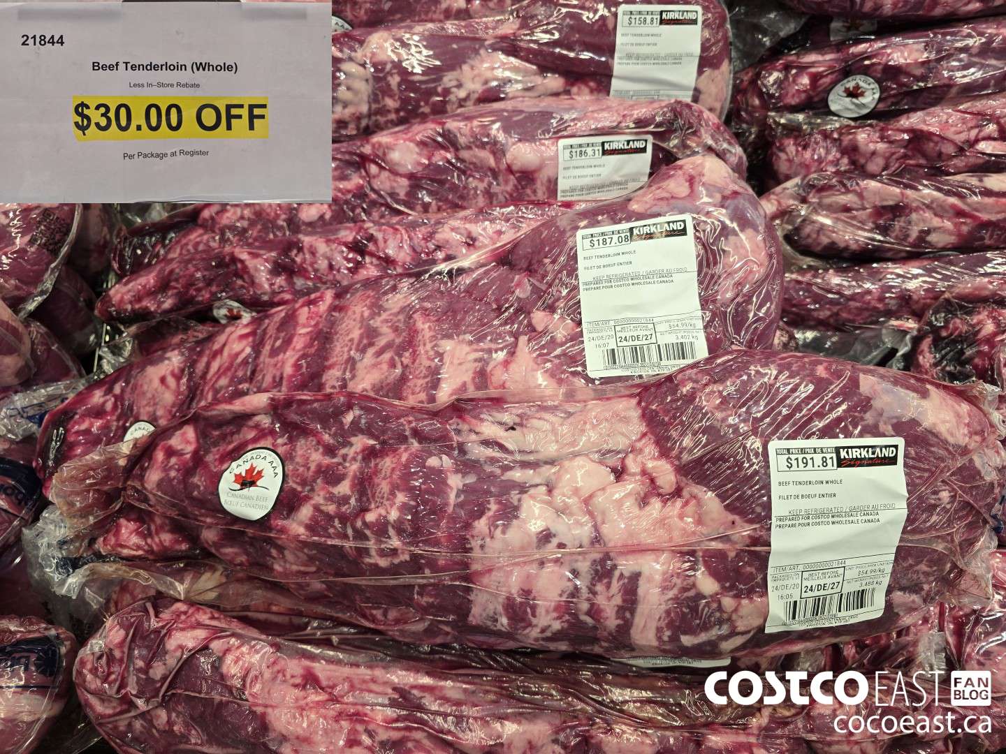 21844 BEEF TENDERLOIN (WHOLE) ($30.00 INSTANT SAVINGS)