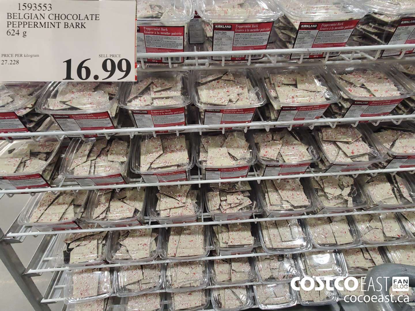 1593553 BELGIAN CHOCOLATE PEPPERMINT BARK 624g  $16.99