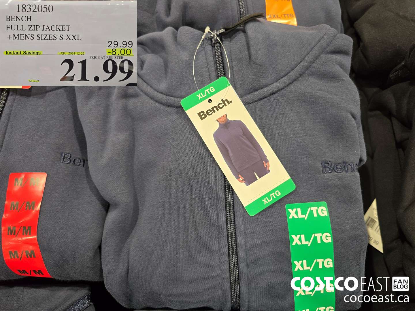 1832050 BENCH FULL ZIP JACKET +MENS SIZES S-XXL ($8.00 INSTANT SAVINGS EXPIRES ON 2024-12-22) $21.99