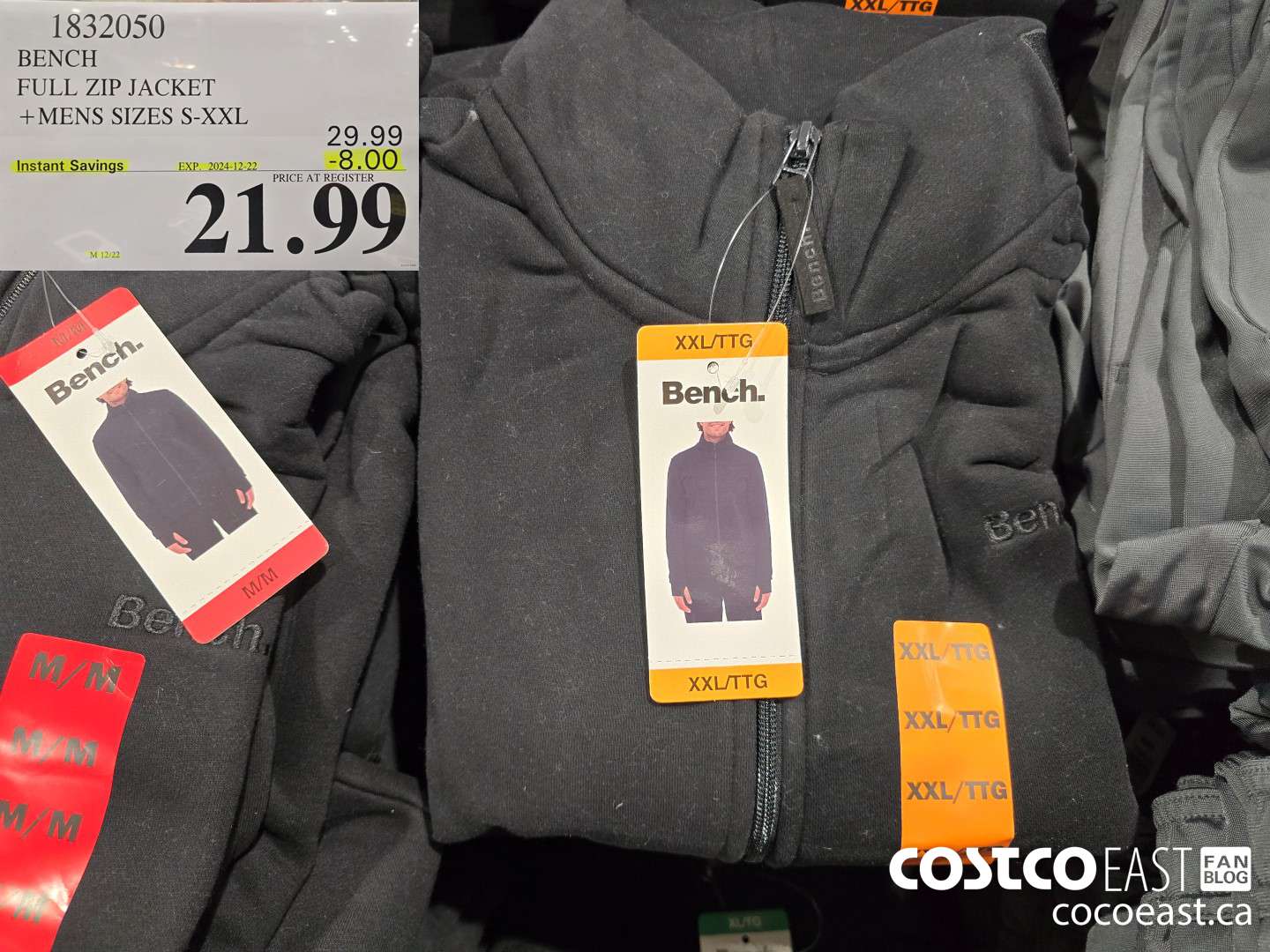 1832050 BENCH FULL ZIP JACKET +MENS SIZES S-XXL ($8.00 INSTANT SAVINGS EXPIRES ON 2024-12-22) $21.99