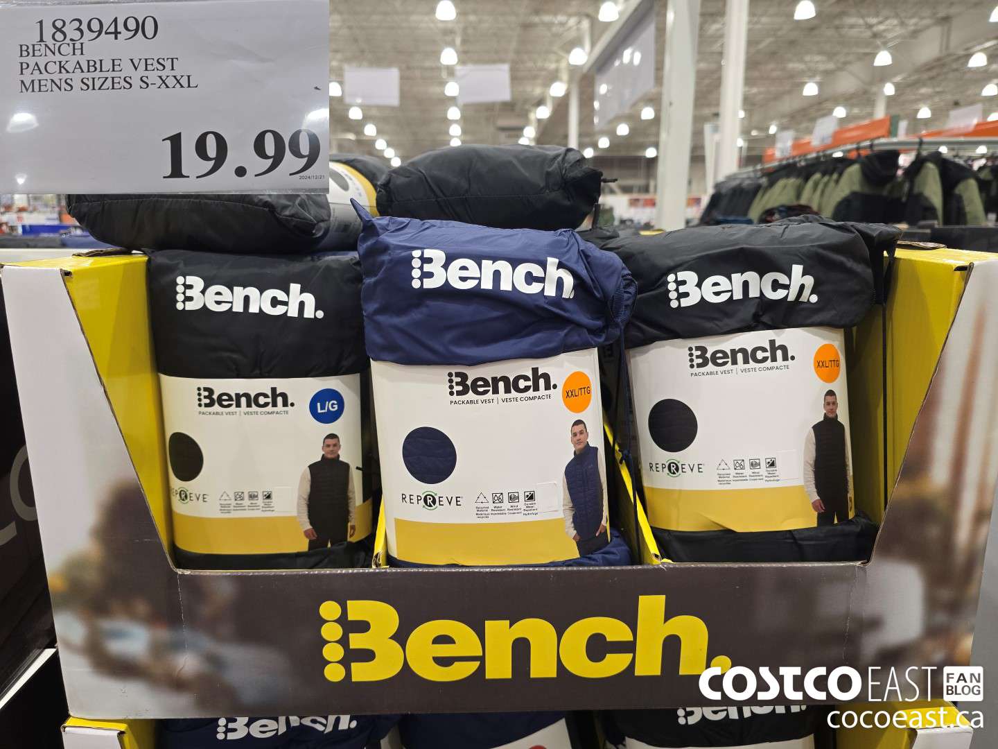 1839490 BENCH PACKABLE VEST MENS SIZES S-XXL . $19.99