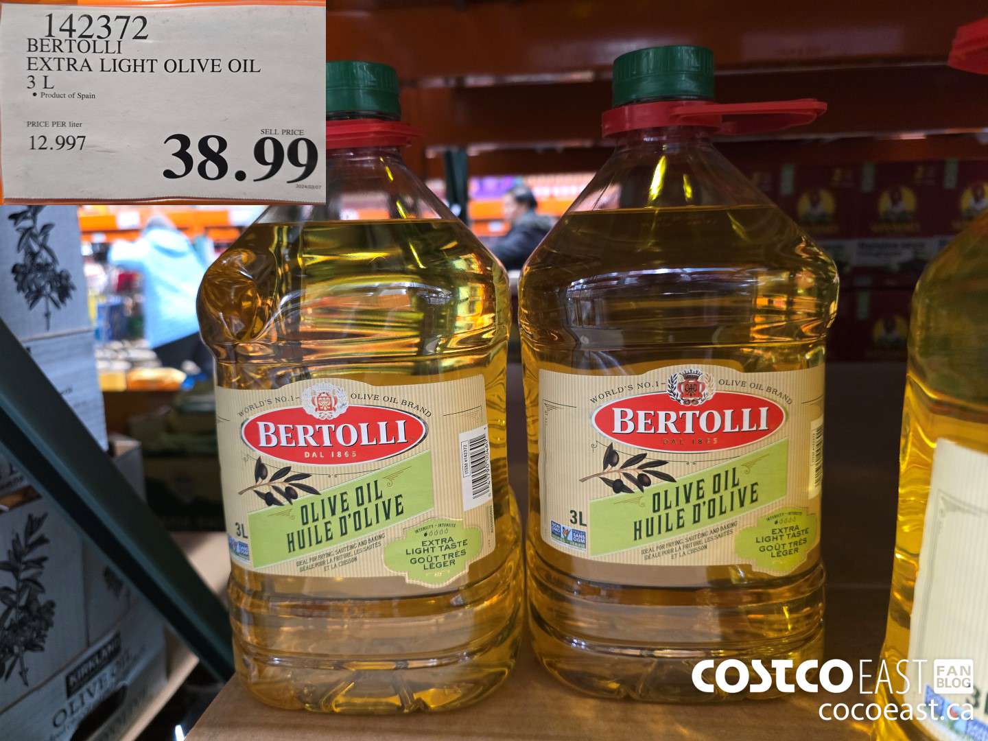 142372 BERTOLLI EXTRA LIGHT OLIVE OIL 3L $38.99