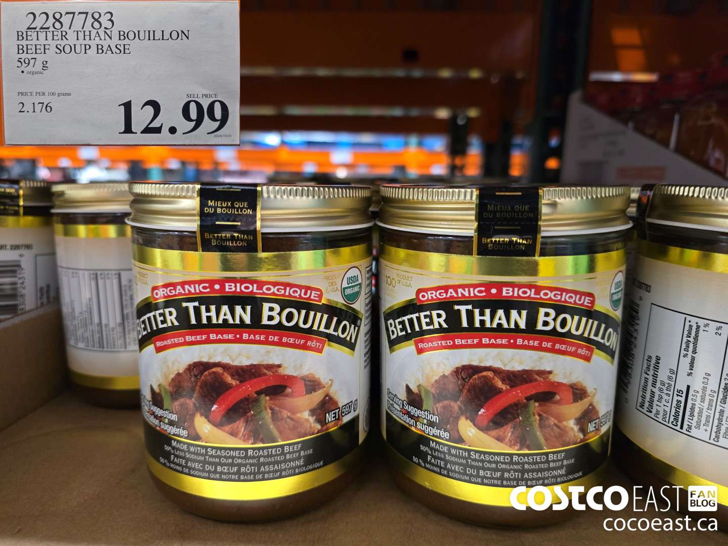 2287783 BETTER THAN BOUILLON ORG BEEF SOUP BASE 597 g $12.99