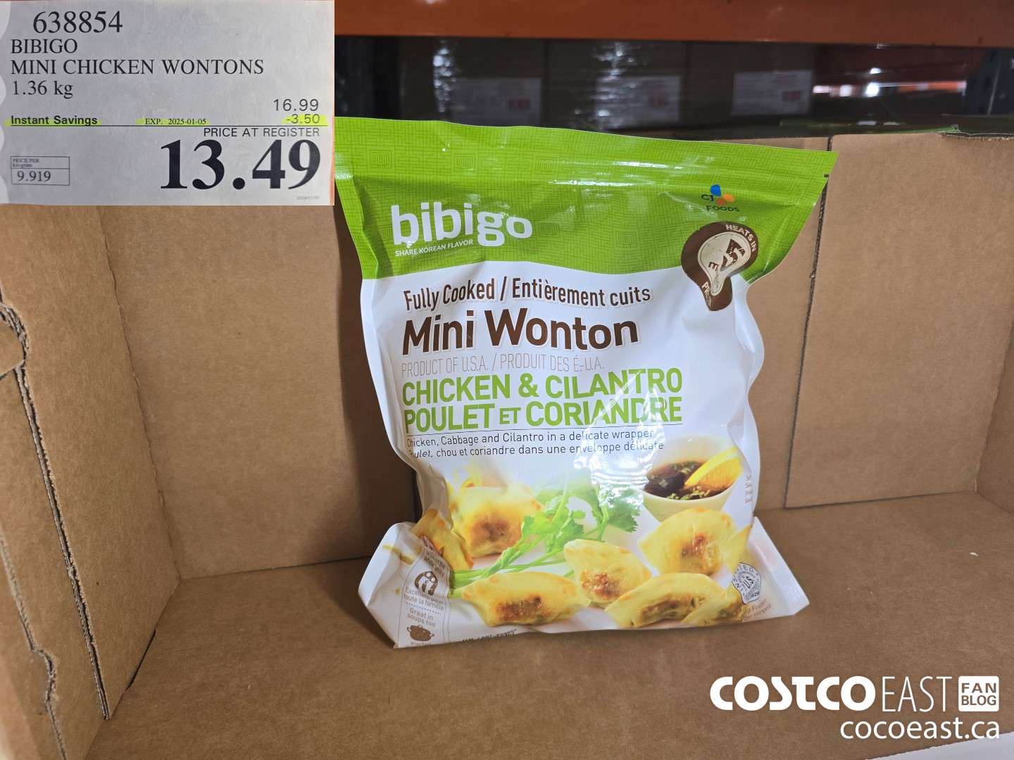 638854 BIBIGO MINI CHICKEN WONTONS 1.36 KG ($3.50 INSTANT SAVINGS EXPIRES ON 2024-01-05) $13.49