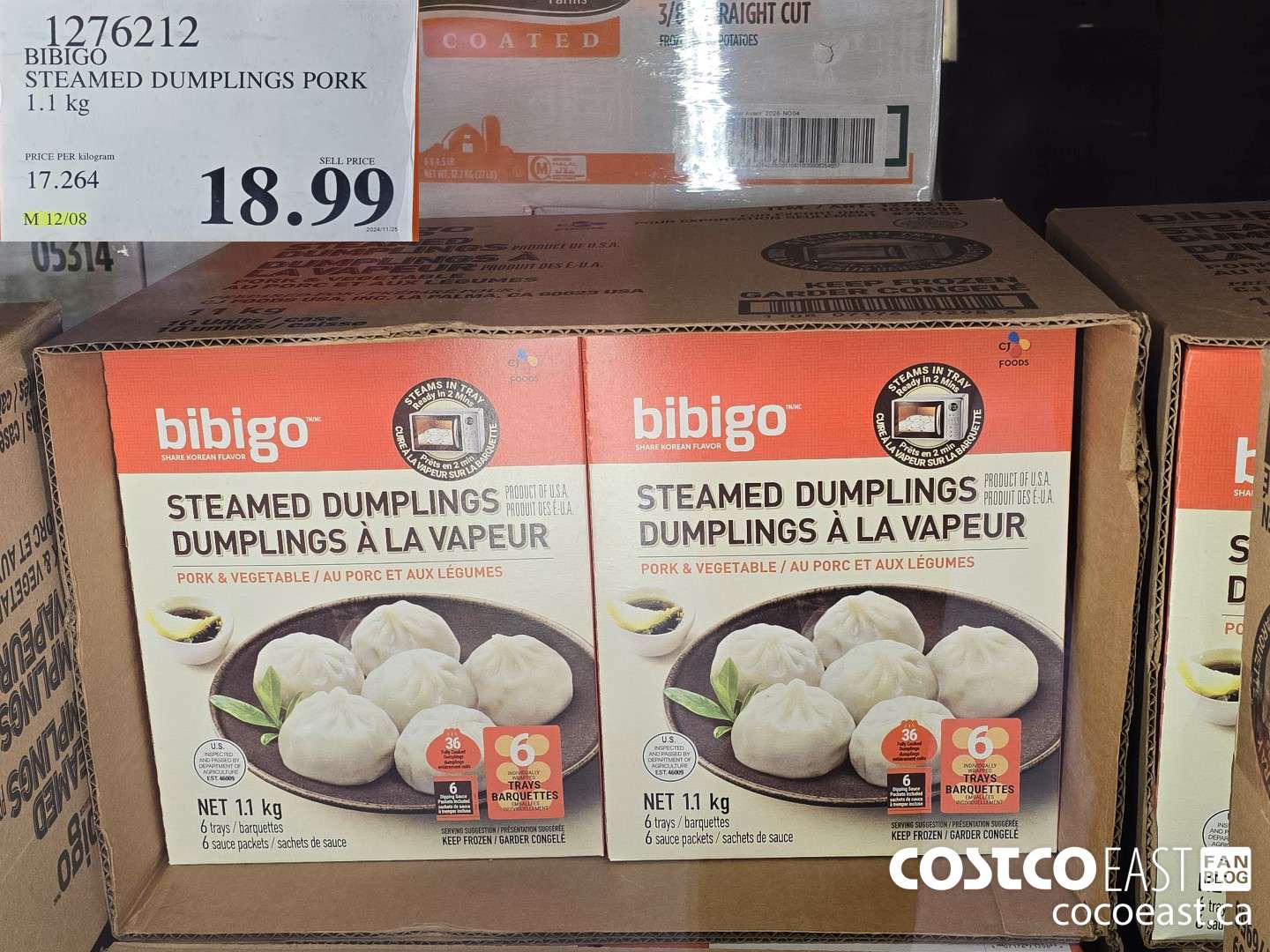 1276212 BIBIGO STEAMED DUMPLINGS PORK 1.1 KG $18.99