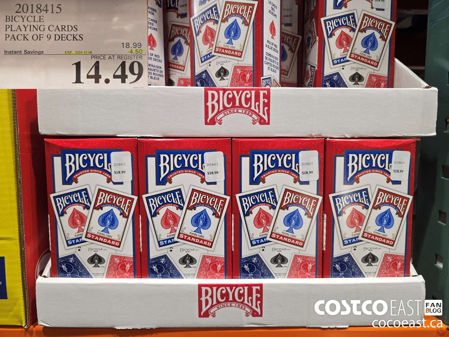 2018415 BICYCLE PLAYING CARDS PACK OF 9 DECKS ($4.50 INSTANT SAVINGS EXPIRES ON 2024-12-08) $14.49