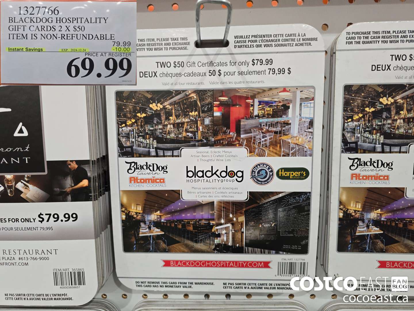 1327766 BLACKDOG HOSPITALITY GIFT CERTIFICATES 2 X $50 THIS ITEM IS NON-REFUNDABLE ($10.00 INSTANT SAVINGS EXPIRES ON 2024-12-24) $69.99