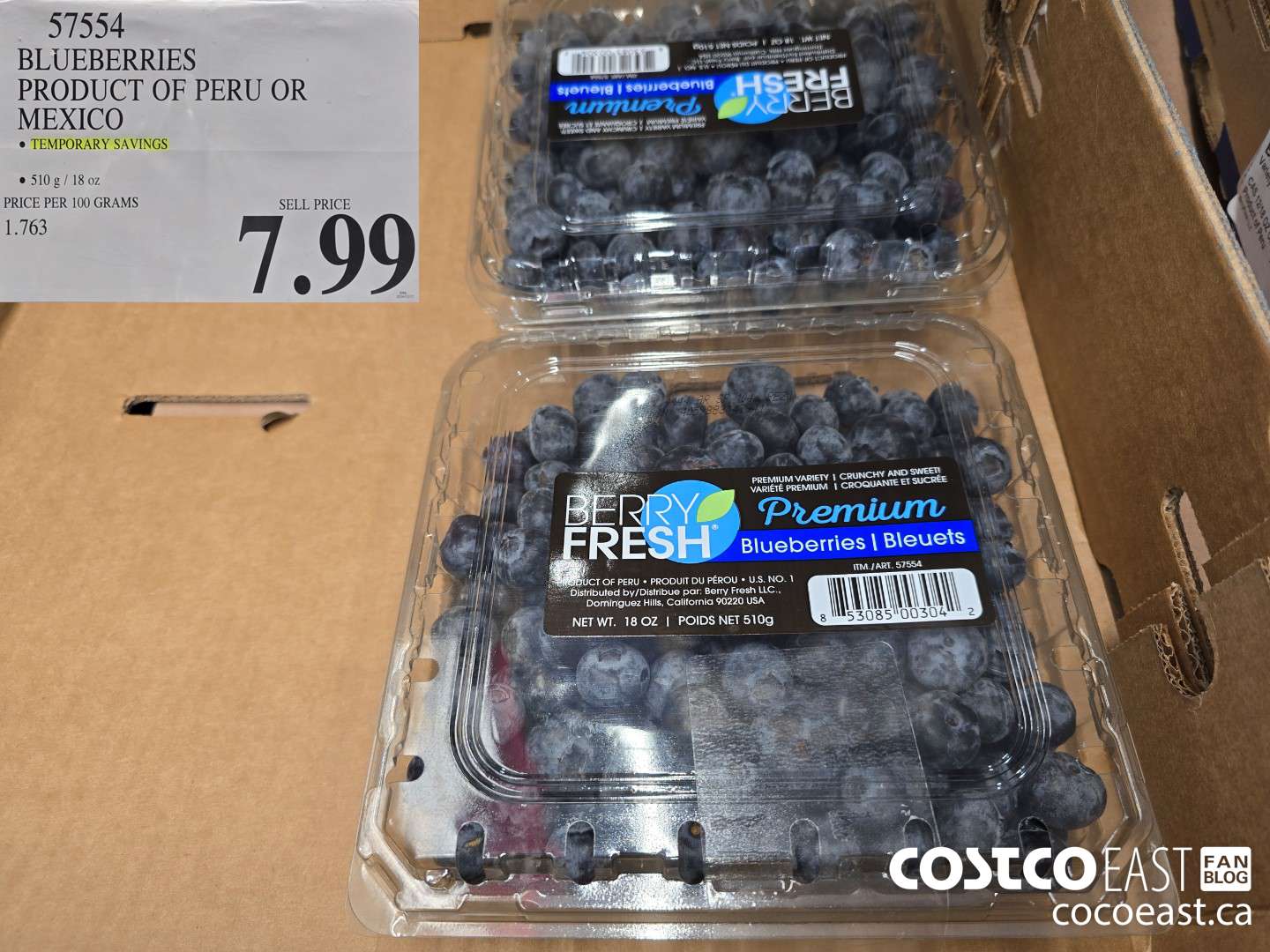 57554 BLUEBERRIES PRODUCT OF PERU OR MEXICO $7.99