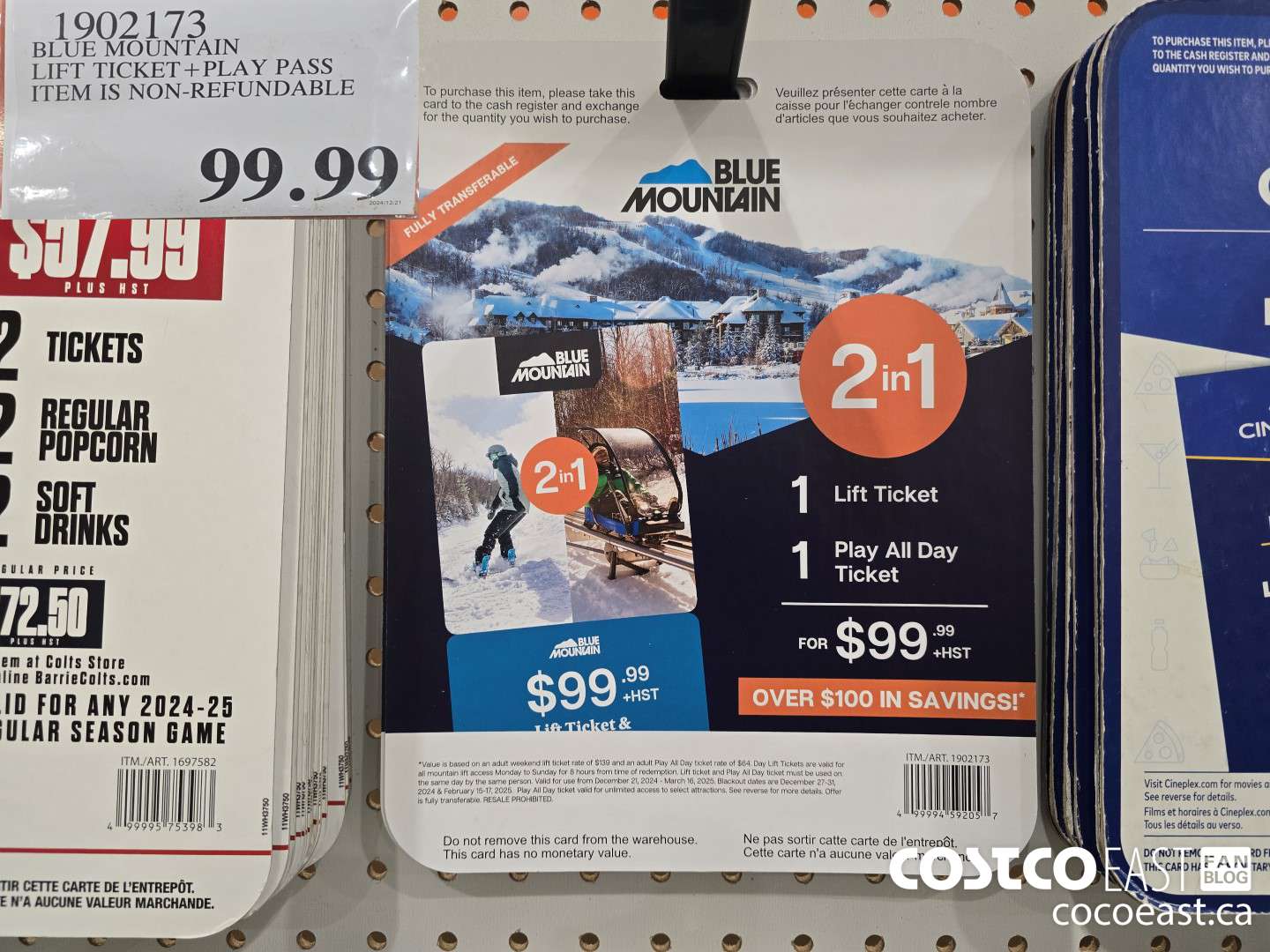 1902173 BLUE MOUNTAIN LIFT TICKET +PLAY PASS ITEM IS NON-REFUNDABLE $99.99