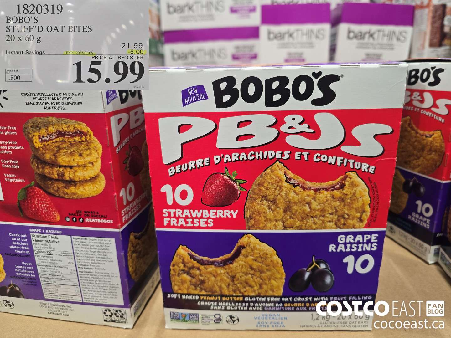 1820319 BOBO'S STUFF'D OAT BITES 20 x 60 g ($6.00 INSTANT SAVINGS EXPIRES ON 2025-01-08) $15.99