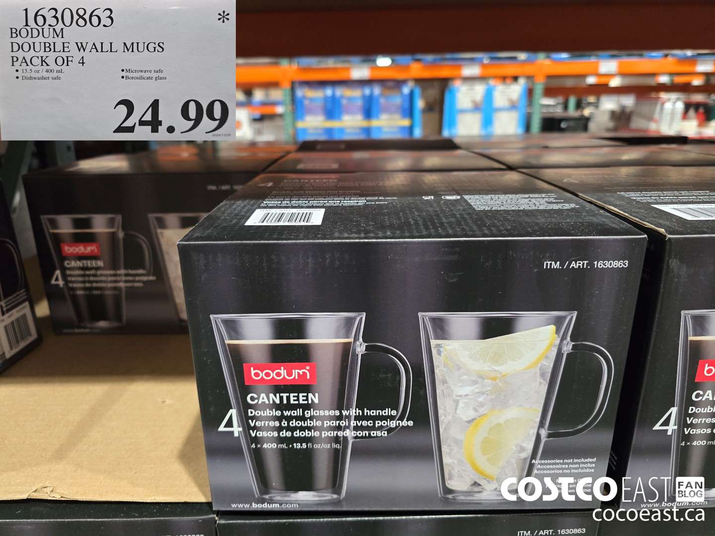 1630863 BODUM DOUBLE WALL MUGS PACK OF 4 $24.99