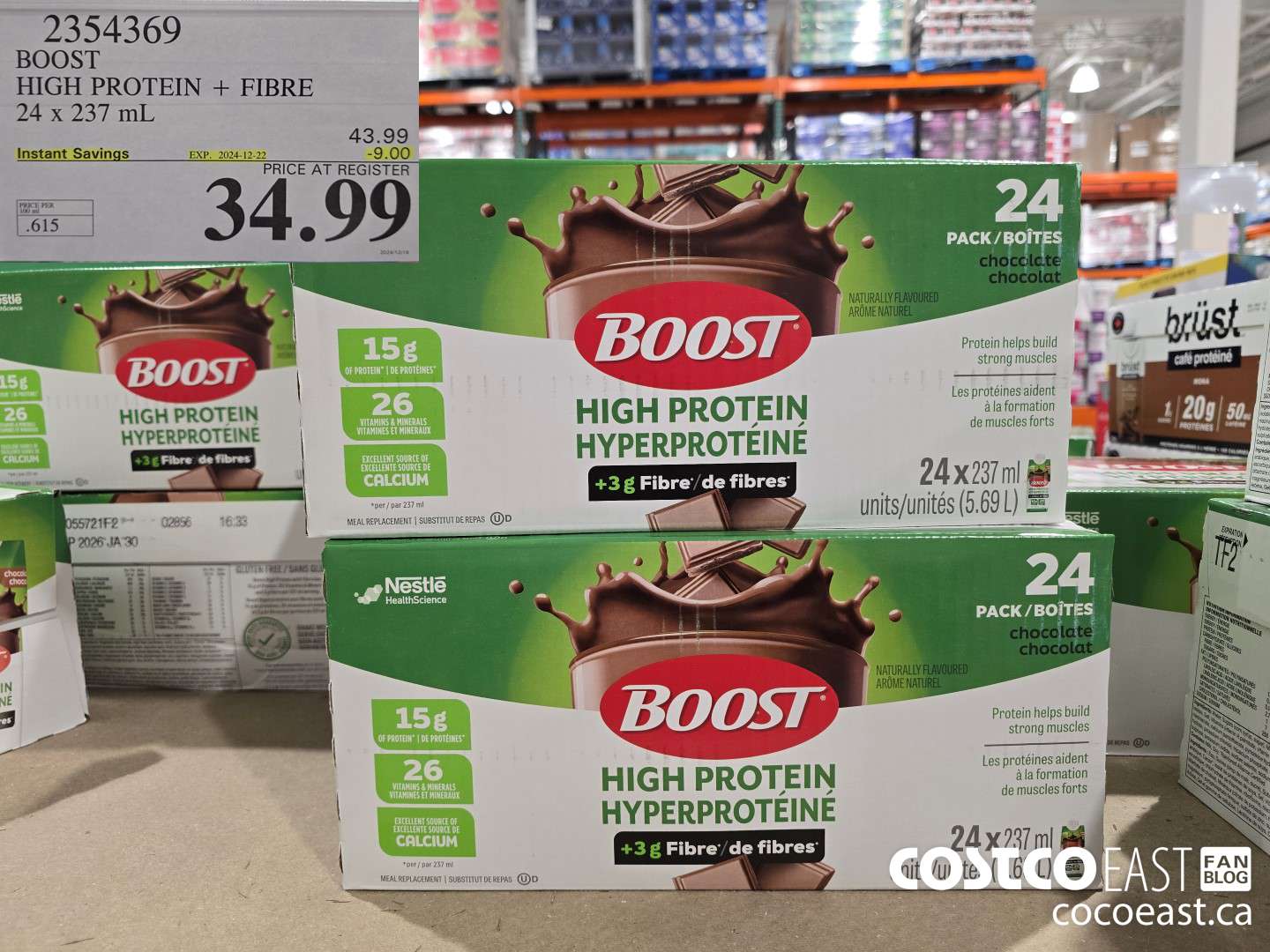 2354369 BOOST HIGH PROTEIN + FIBRE 24 x 237 mL ($9.00 INSTANT SAVINGS EXPIRES ON 2024-12-22) $34.99
