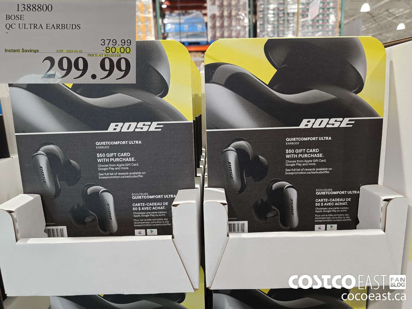1388800 BOSE QC ULTRA EARBUDS ($80.00 INSTANT SAVINGS EXPIRES ON 2025-01-02) $299.99