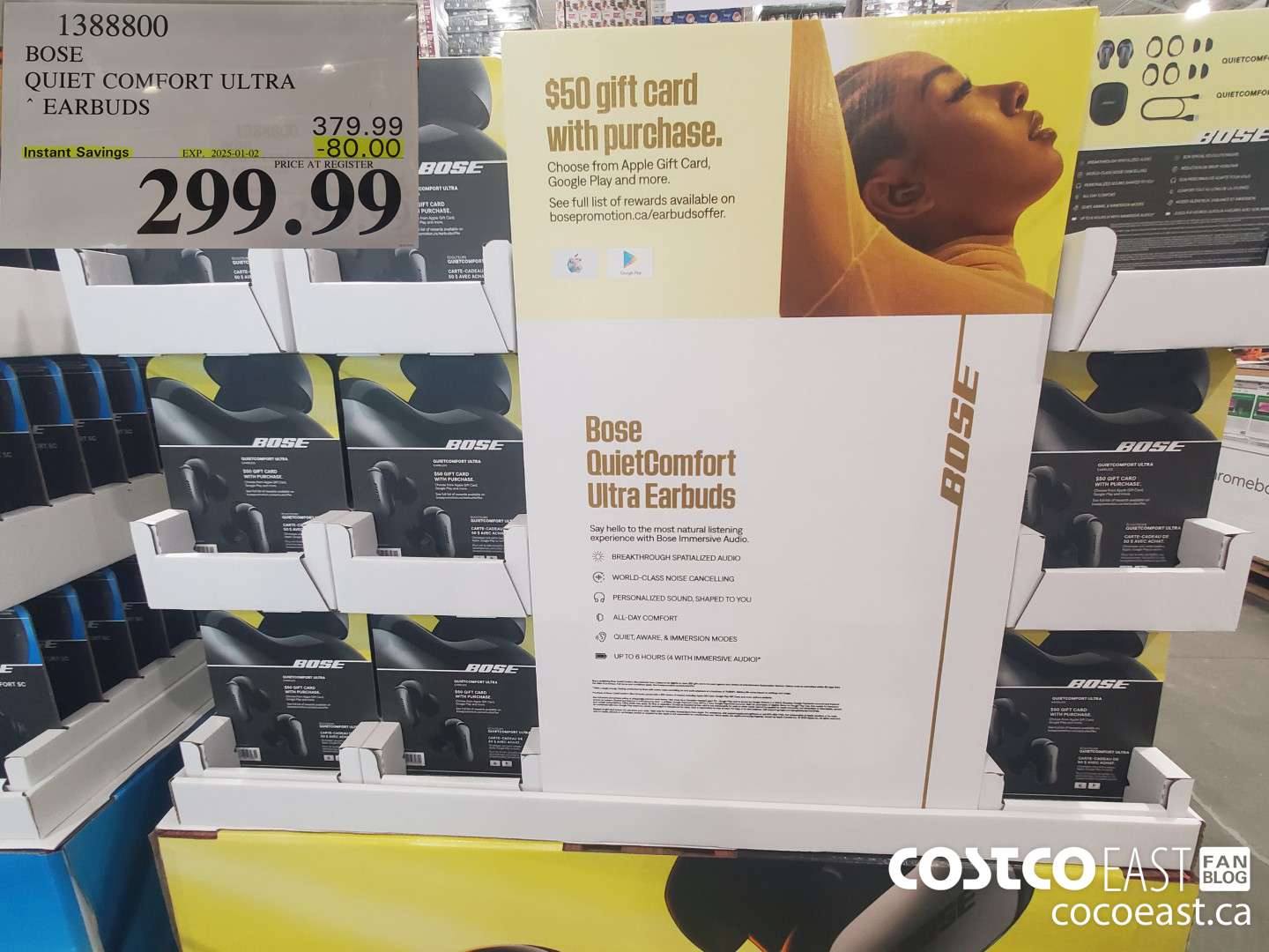 1388800 BOSE QC ULTRA EARBUDS ($80.00 INSTANT SAVINGS EXPIRES ON 2025-01-02) $299.99