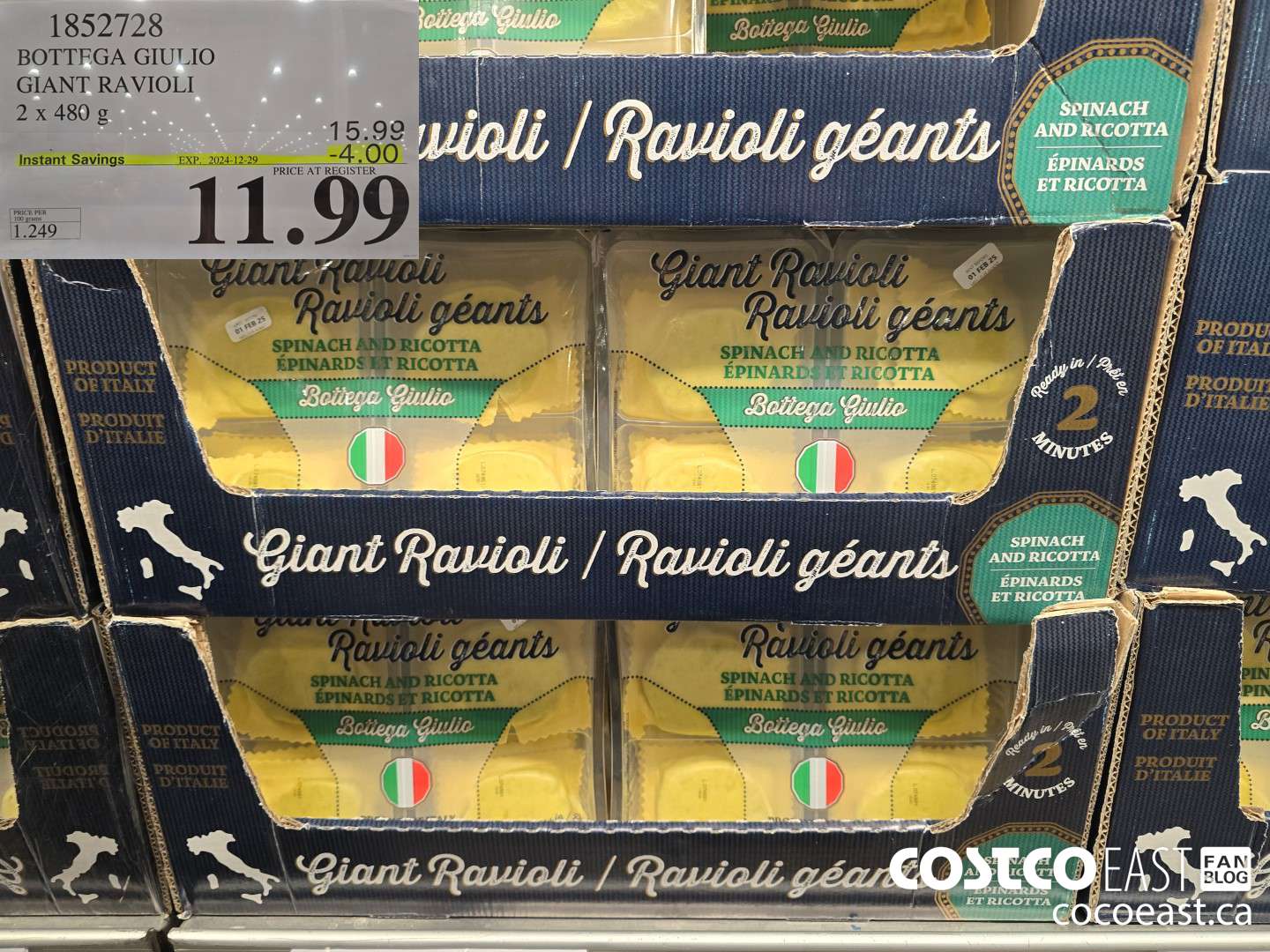 1852728 BOTTEGA GIULIO GIANT RAVIOLI 2 x 480 g ($4.00 INSTANT SAVINGS EXPIRES ON 2024-12-29) $11.99