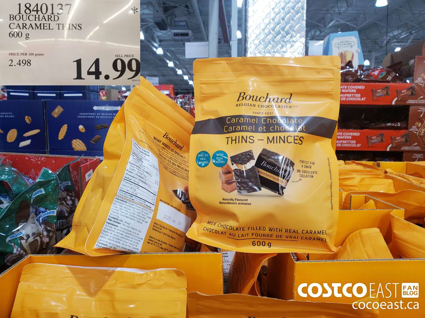 1840137 BOUCHARD CARAMEL CHOCOLATE THINS 600 g $14.99