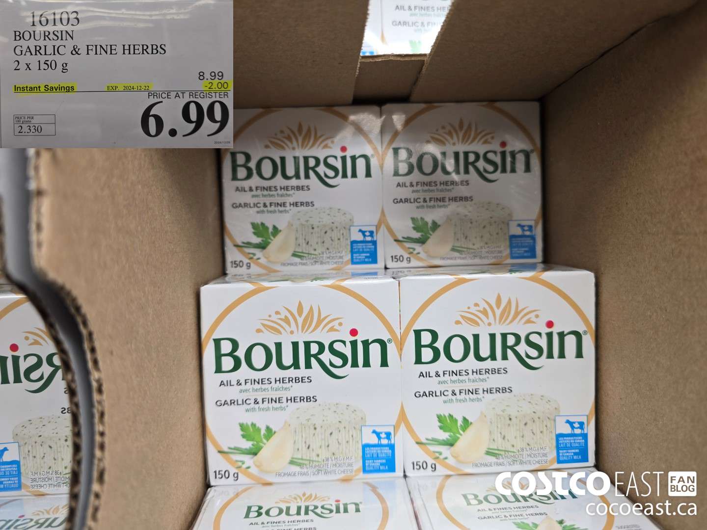 16103 BOURSIN GARLIC & FINE HERBS 2 X 150 G ($2.00 INSTANT SAVINGS EXPIRES ON 2024-12-22) $6.99